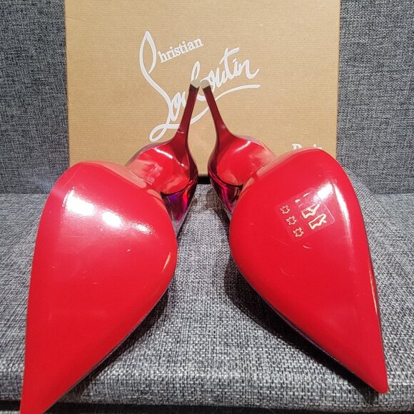 BRAND NEW LOUBOUTIN Metallic Pink Patent Hot Chick 100 Pump IT 38 New &Box &Bag - Picture 6 of 16